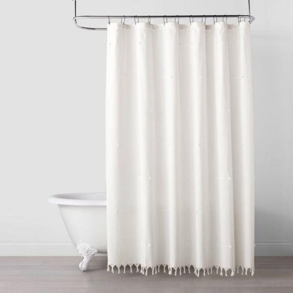 Hearth & Hand Stitch Knotted Fringe Shower Curtain